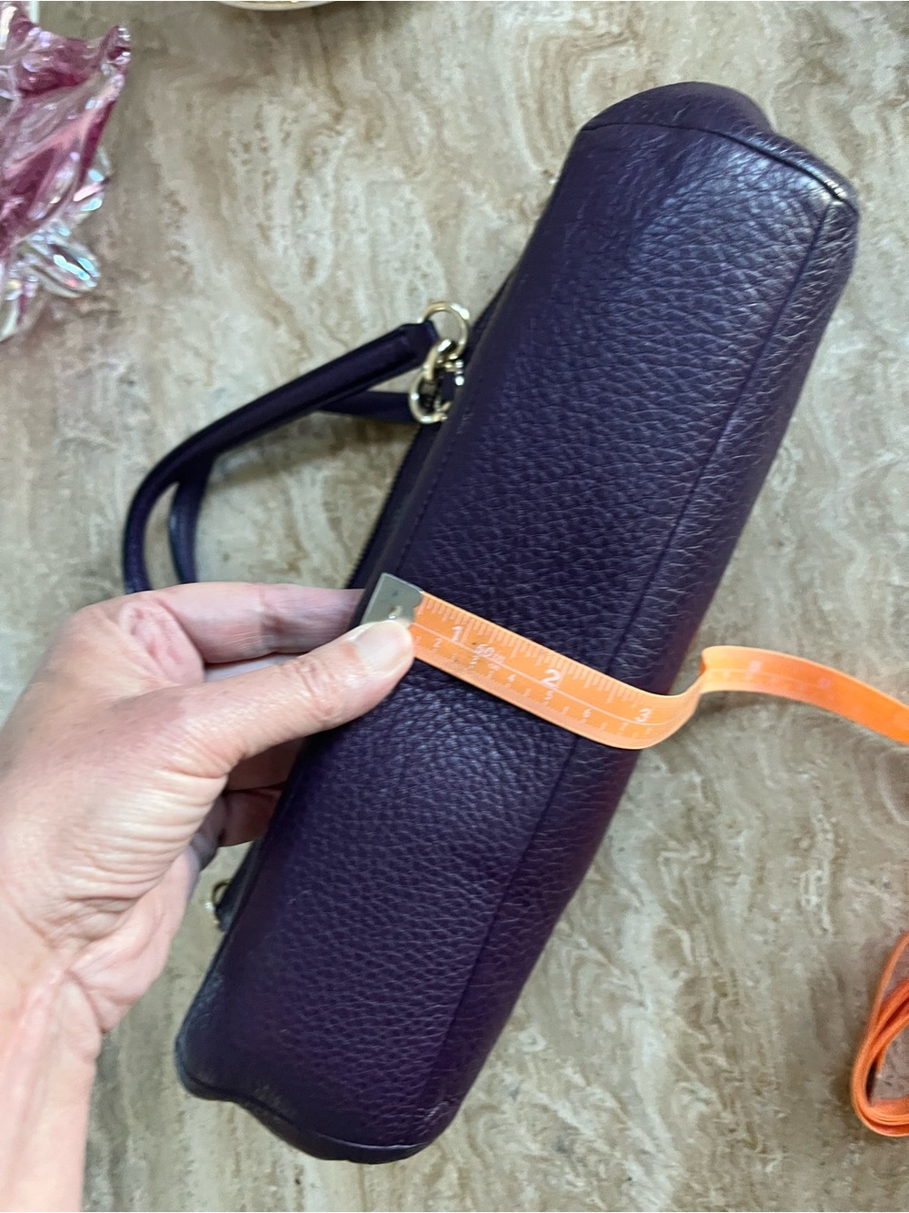 COACH Pebbled Leather Shoulder Tote in Plum - Picture 7 of 9